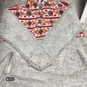 Simply, southern Cozy Sherpa Pullover with Colorful Aztec Yoke